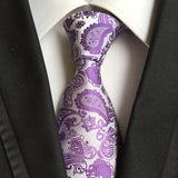 Formal Men's Necktie // Purple & Silver Paisley
