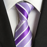 Formal Men's Necktie // Purple & White Striped