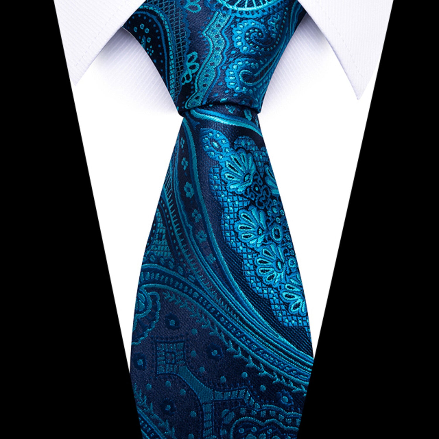 Men's Necktie // Midnight Teal Paisley