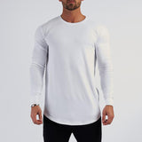 Crewneck Long-Sleeve Curved Hem T-Shirt