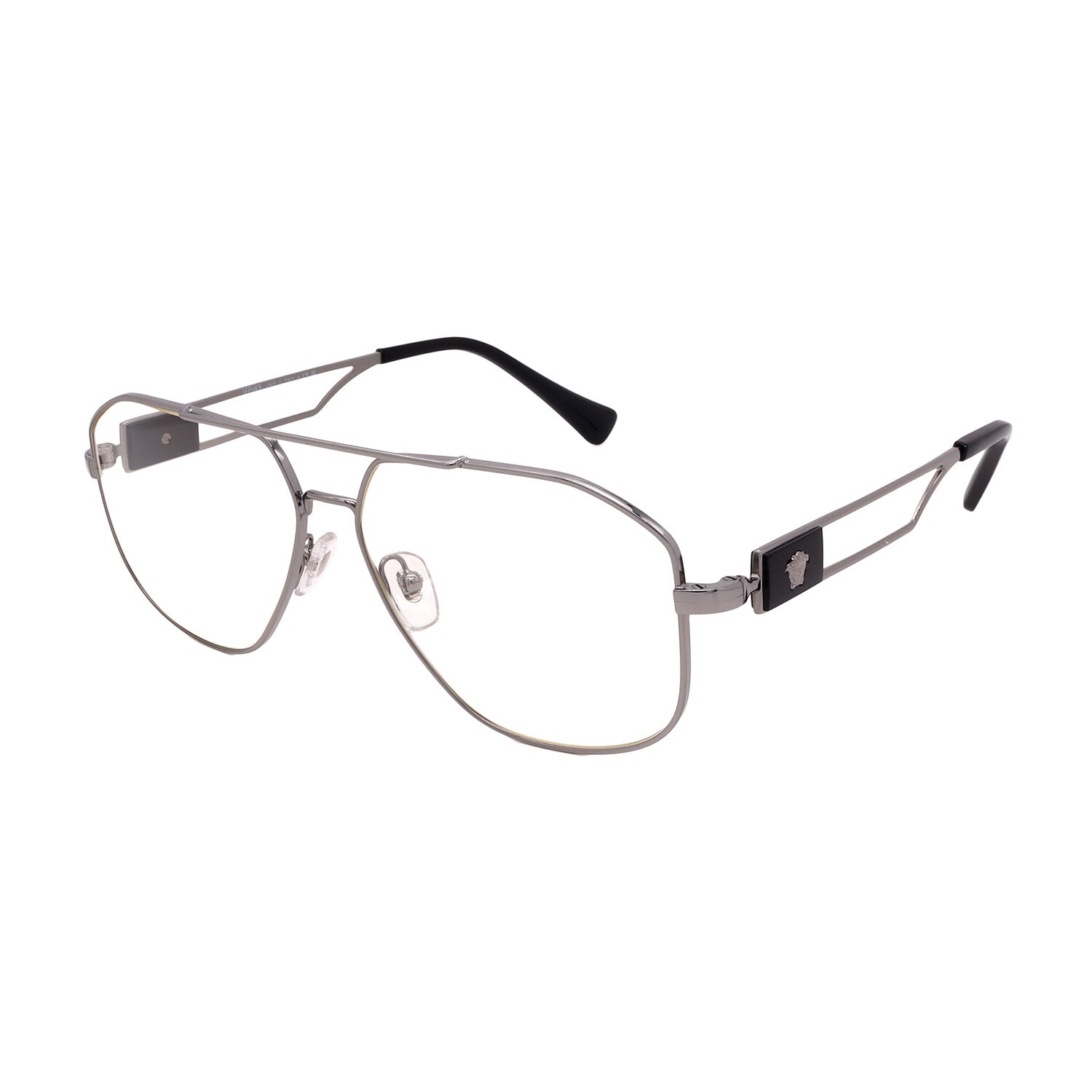 Versace // Men's // VE1287 1001 Aviator Optical Glasses // Gunmetal + Clear Demo Lenses