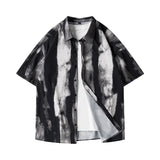 Floral Polka Dot Pattern Short-Sleeve Button-Up