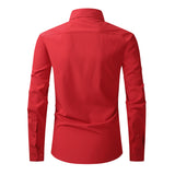 Solid Front Pocket Long-Sleeve Button-Up Shirt