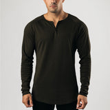 Long-Sleeve Curved Hem Henley