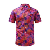 Leaf Print Short-Sleeve Button-Up Shirt