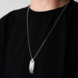 Duxot Marcel Stainless Steel + Argent Meteorite Dog Tag Necklace // 25.6"