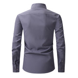 Solid Front Pocket Long-Sleeve Button-Up Shirt
