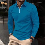 Long-Sleeve Quarter-Zip Polo Shirt