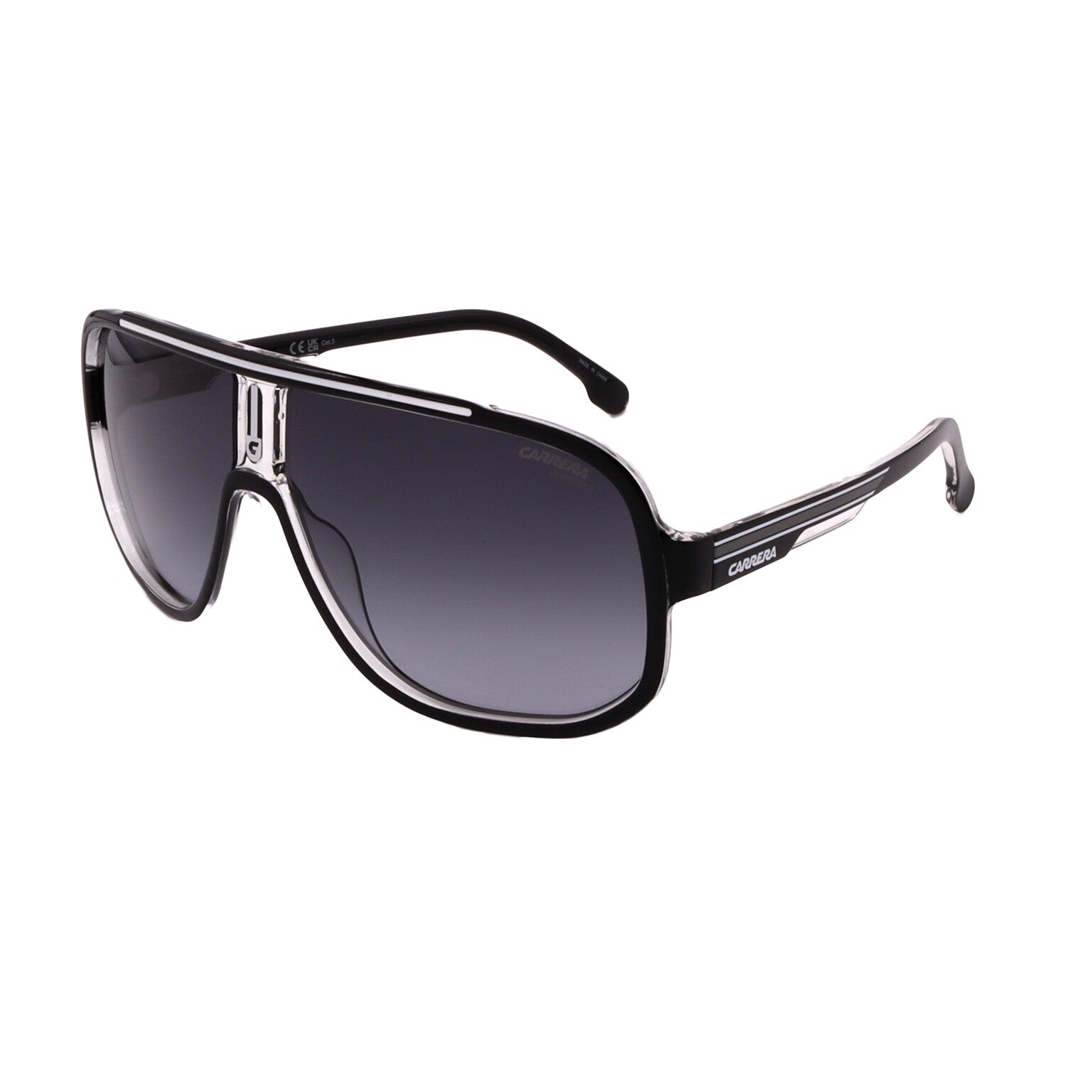 Carrera // Men's // 1057/S 80S Aviator Sunglasses // Black White + Gray Gradient