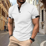 Mandarin Collar Short-Sleeve Polo