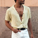 Knit Camp Collar Button-Up Shirt