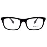 Burberry // Men's // BE2334 3001 -55 size Square Optical Glasses // Black + Clear Demo Lenses