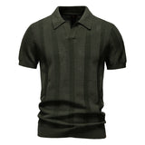 Vertical Asymmetric Striped Short-Sleeve Polo