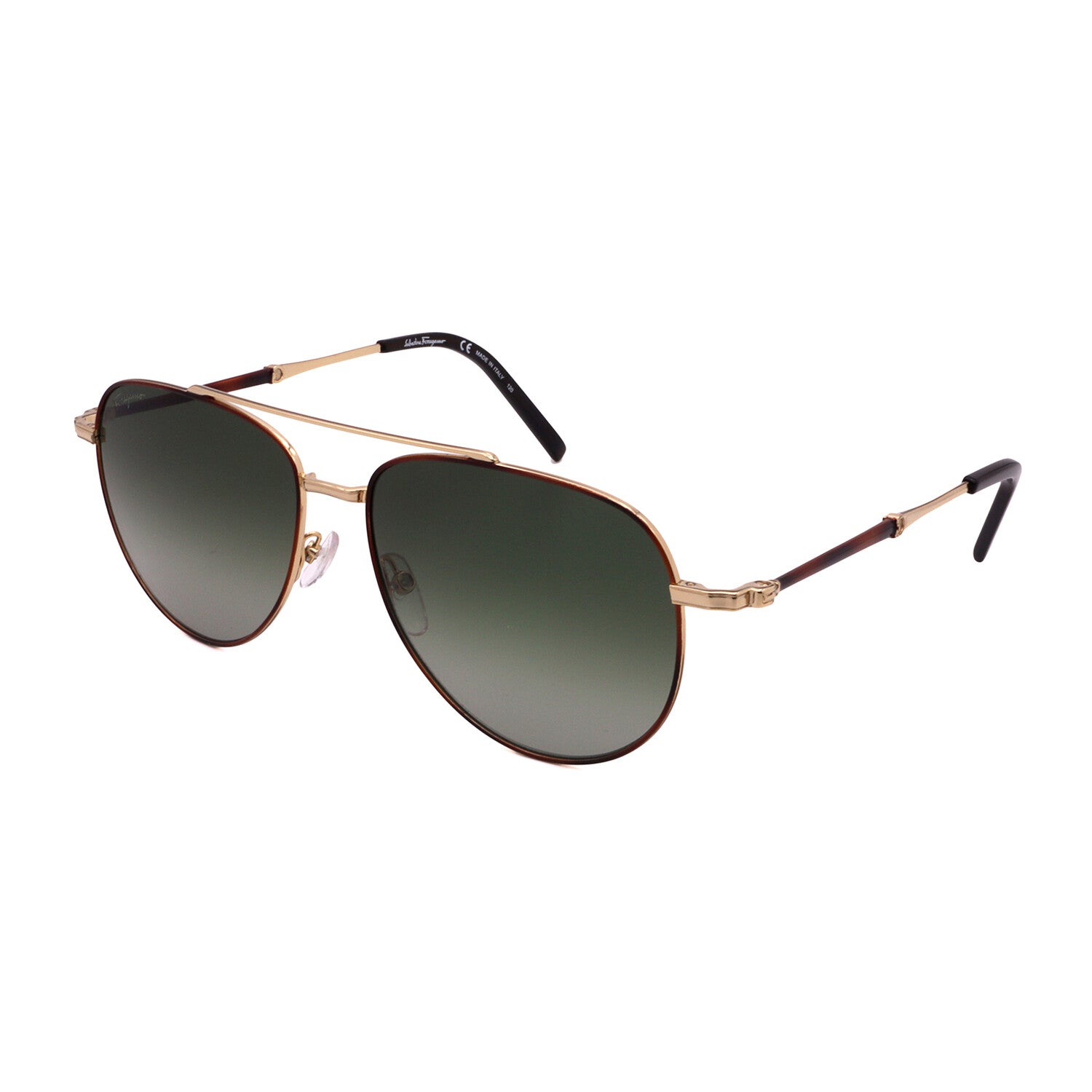 Men's // Ferragamo SF226S 723 Pilot Sunglasses // Gold + Green Gradient