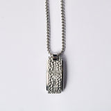 Duxot Marcel Stainless Steel + Argent Meteorite Dog Tag Necklace // 25.6"