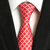 Formal Men's Necktie // Red & White Lattice Pattern
