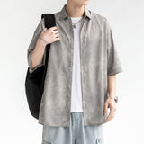 Tie-Dye Pattern Short-Sleeve Oversized Button-Up