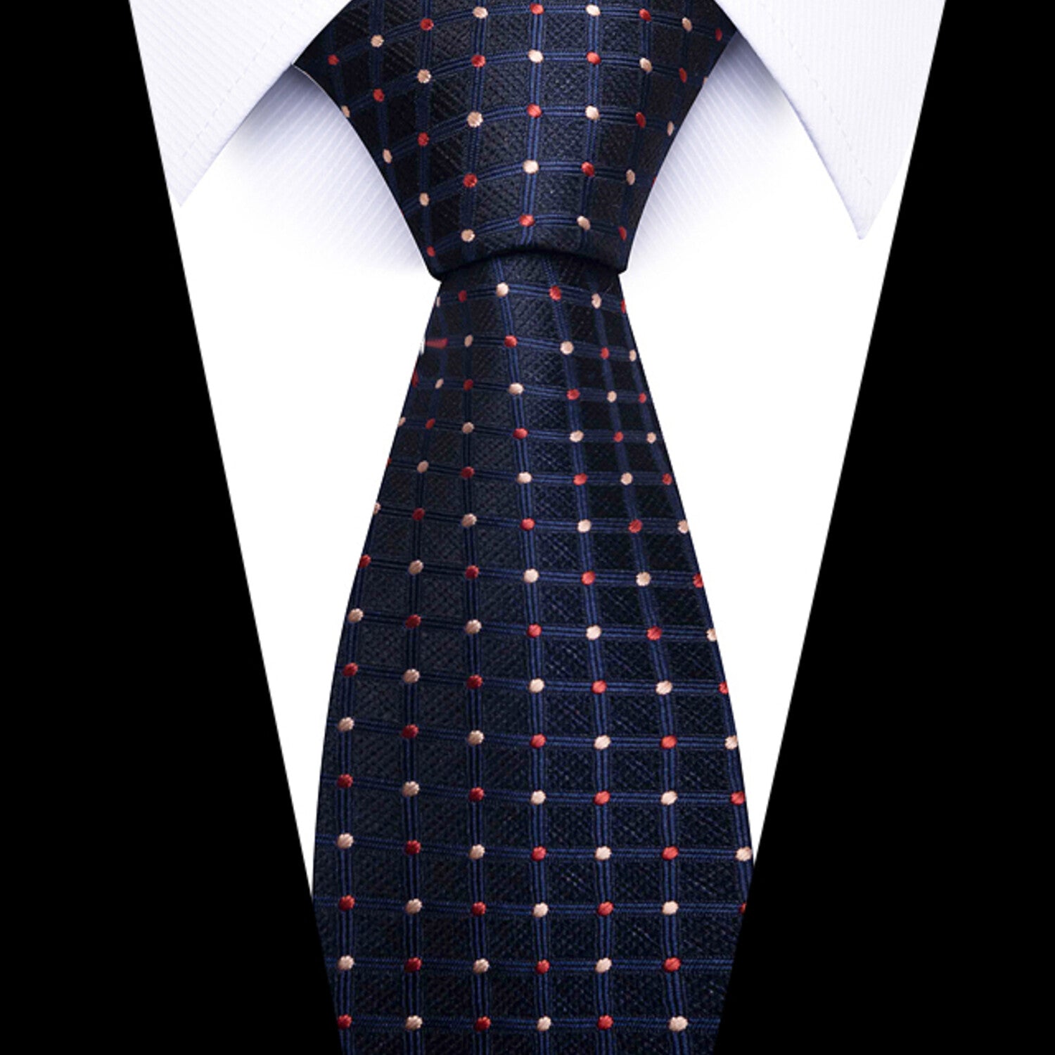 FFormal Men's Necktie // Navy Grid Dot