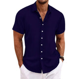 Striped-Knit Short-Sleeve Button-Down