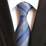Formal Men's Necktie // Silver & Blue Pinstripe