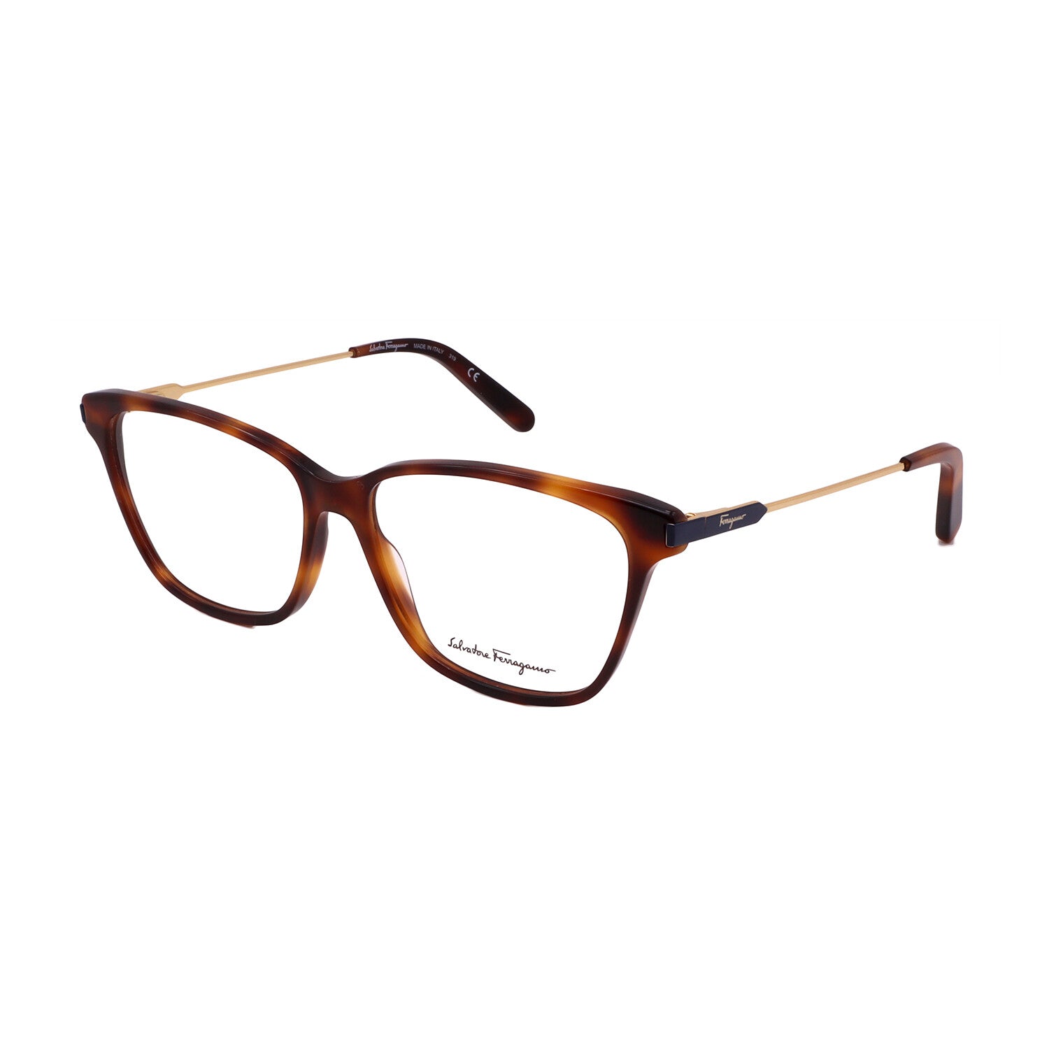 Salvatore Ferragamo // Men's // SF2851 214 Square Optical Glasses // Light Havana + Clear Demo Lenses