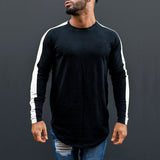 Crewneck Long-Sleeve Form Fitting Striped T-Shirt