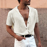 Knit Camp Collar Button-Up Shirt