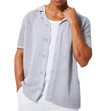 Knit Hollow Out Button-Down Shirt