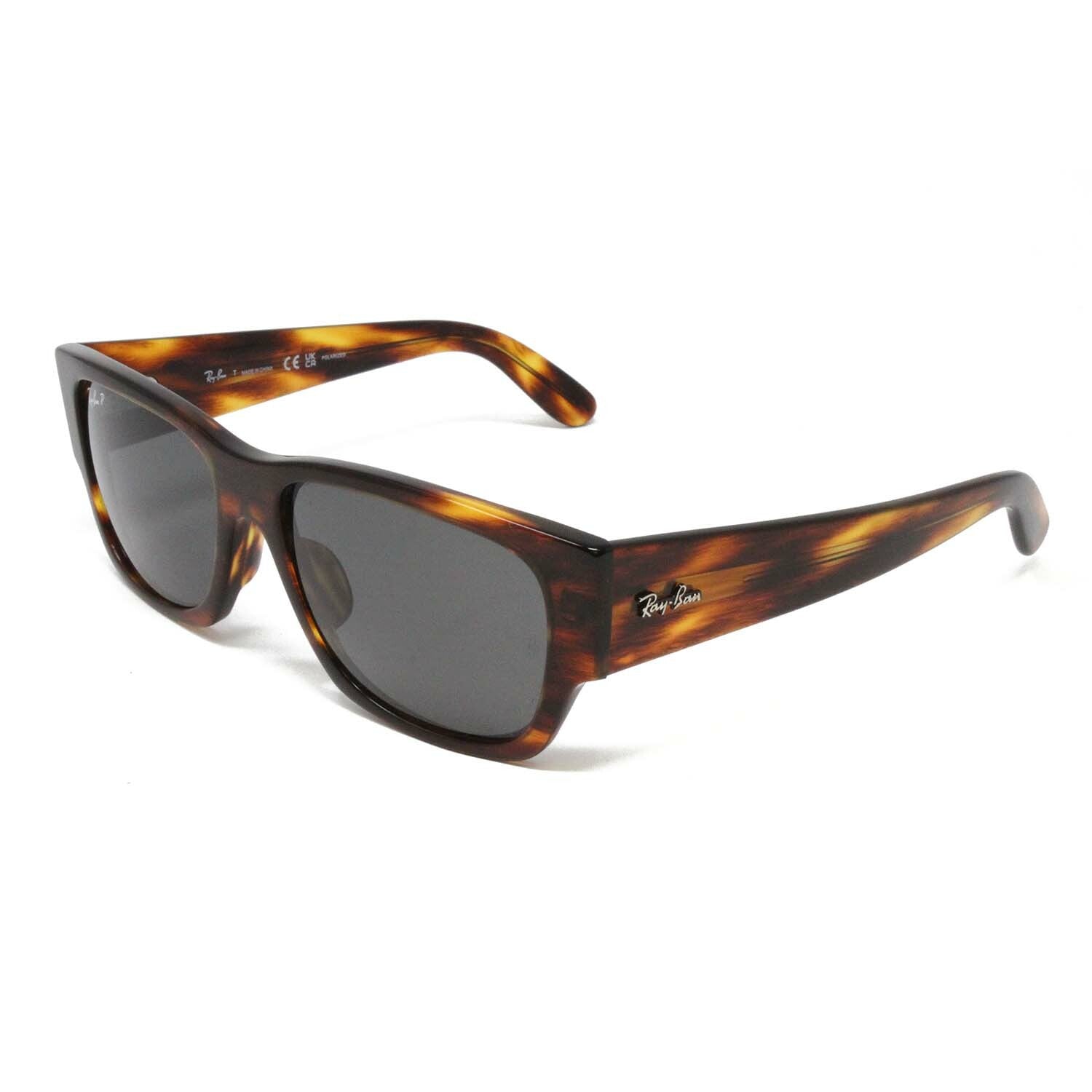 Ray Ban Men's RB0947SF-95448 Carlos Square Polarized Sunglasses // Striped Havana