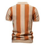 Vertical Striped Short-Sleeve Polo