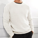 Crewneck Waffke-Knit Pullover