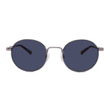 Shinola // Men's Round SH2301S 045 Sunglasses // Silver Brown + Blue Lenses