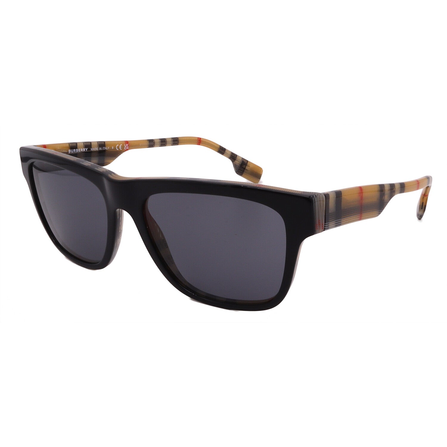 Burberry // Men's // BE4293 380687 Square Sunglasses //  Black  Burberry Print + Dark Gray