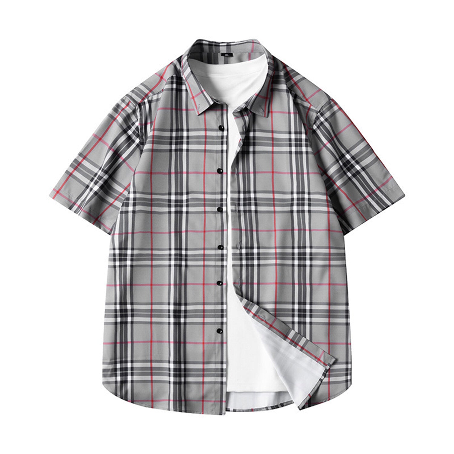 Plaid Short-Sleeve Button-Up