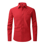 Solid Front Pocket Long-Sleeve Button-Up Shirt